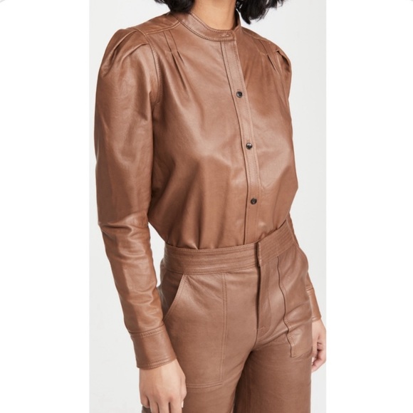 STUNNING! Frame Charlie Leather Shirt, size M - Picture 5 of 14